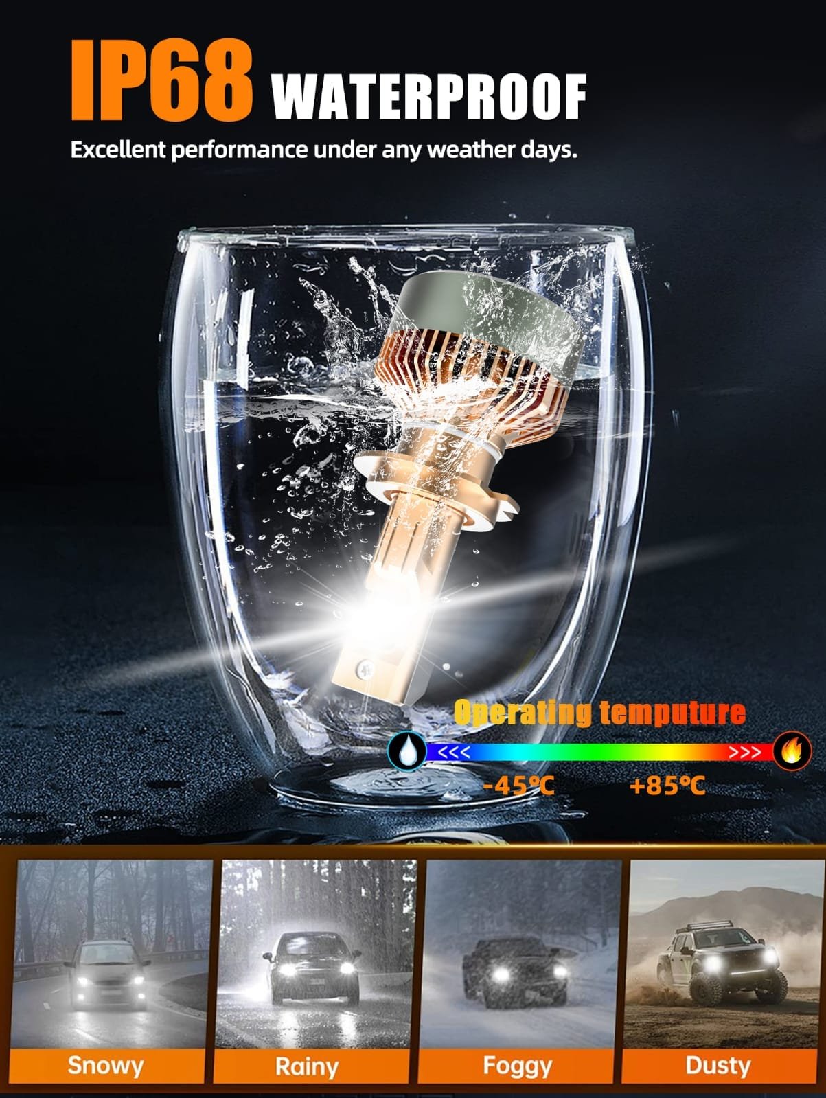 AKE K20 Series: 9005 LED Headlights Bulbs 240 W (Combined) - + 300 % Brightness Increase - Image 8